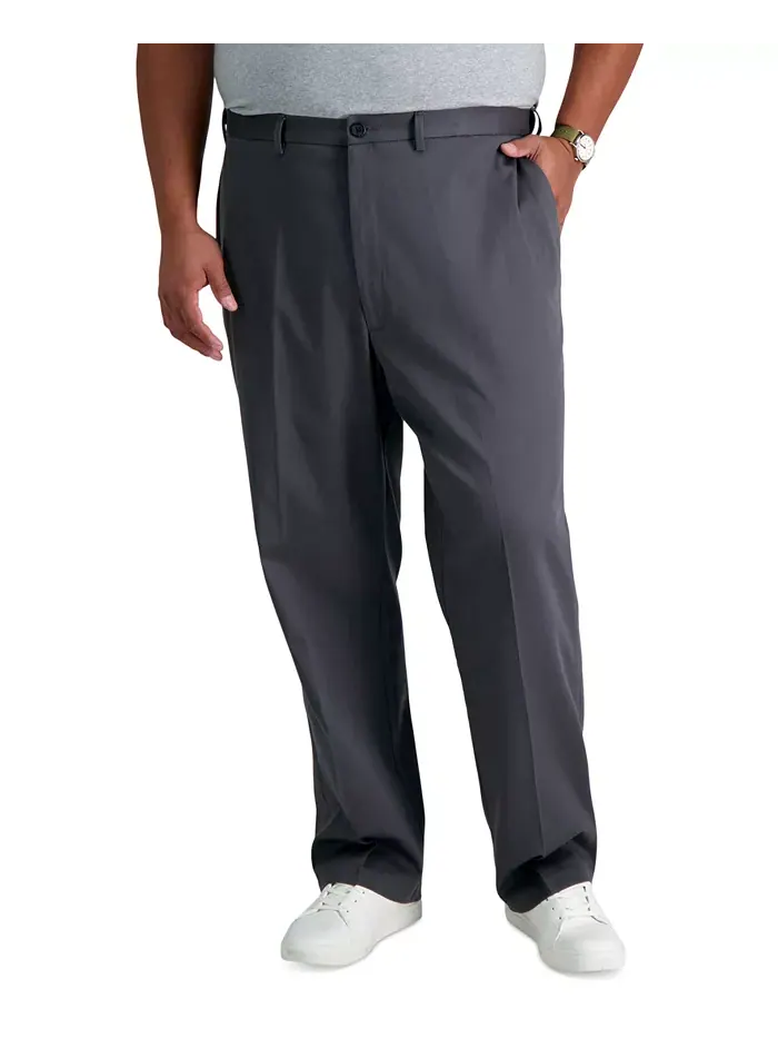 Мужские брюки Big & Tall Premium No Iron Khaki Classic Fit с плоской передней частью и скрытым — 2