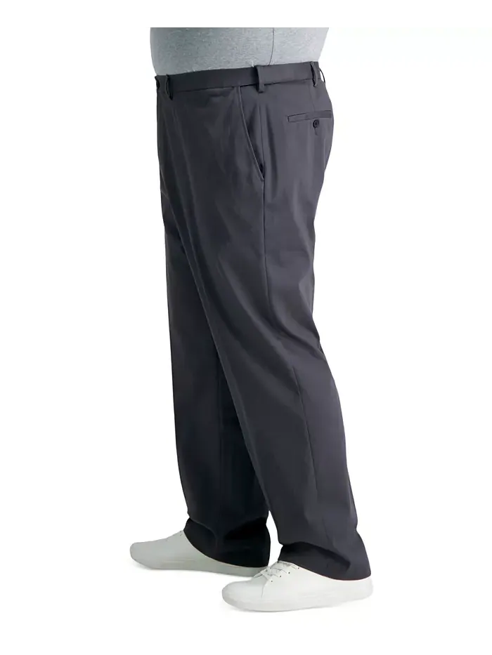 Мужские брюки Big & Tall Premium No Iron Khaki Classic Fit с плоской передней частью и скрытым — 4