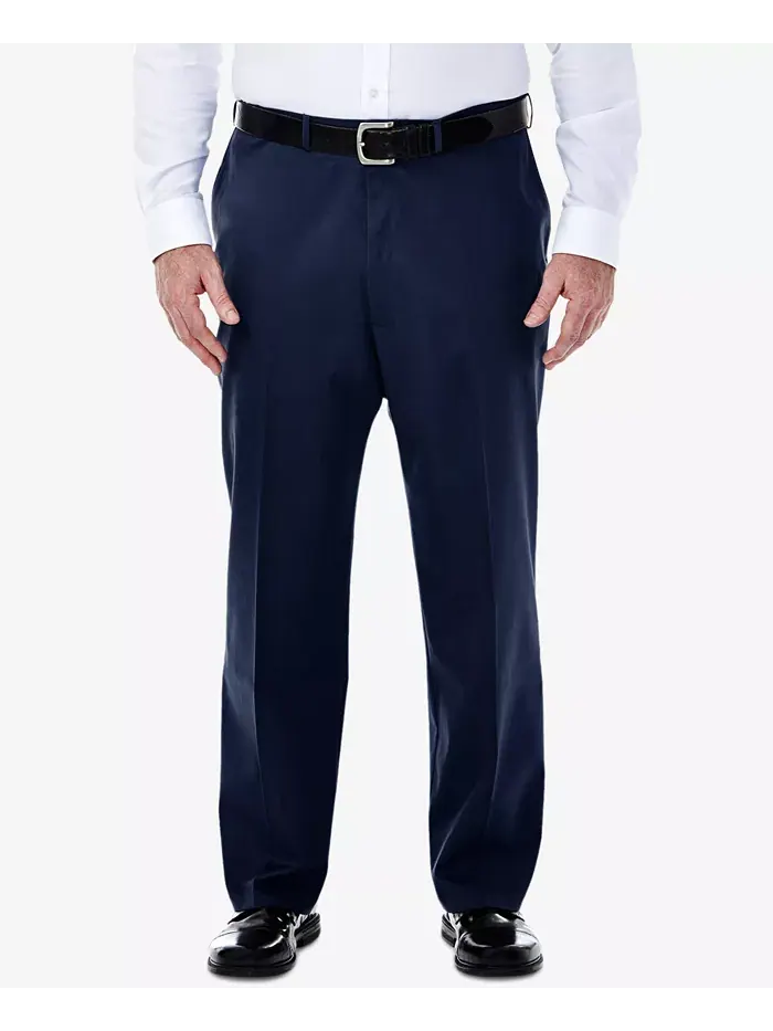 Мужские брюки Big & Tall Premium No Iron Khaki Classic Fit с плоской передней частью и скрытым