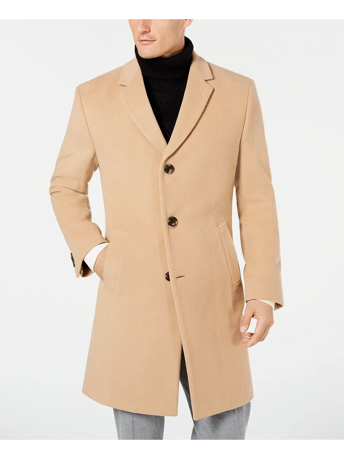 Мужское однотонное пальто barge classic fit из смеси шерсти и кашемира Nautica