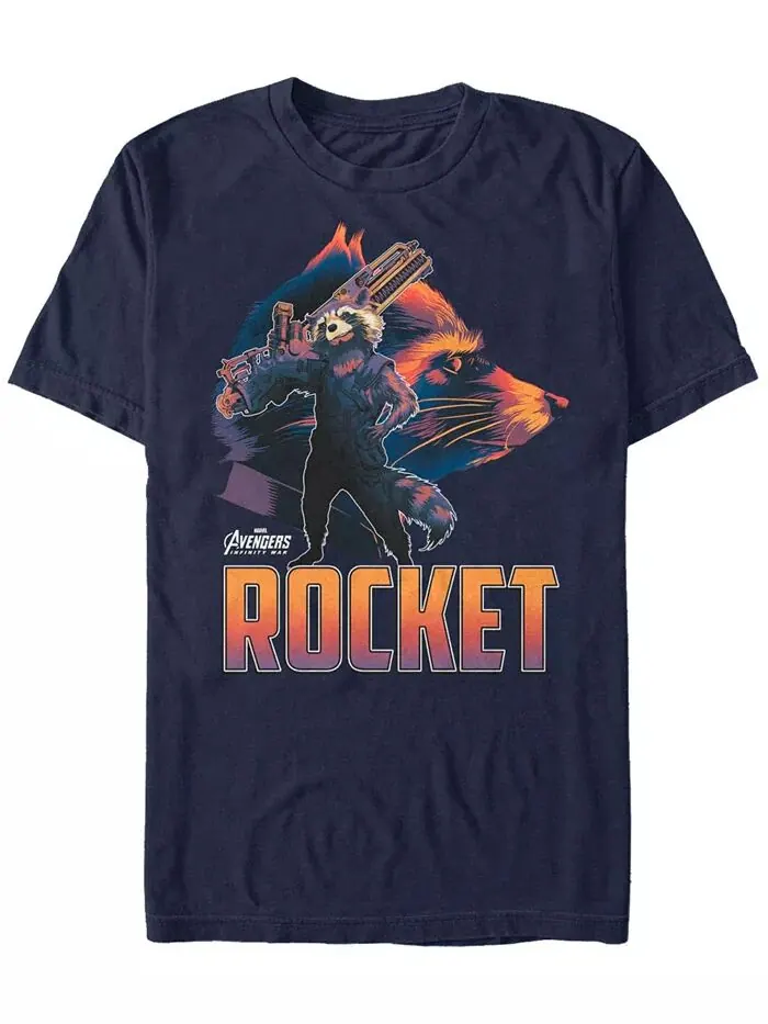 Футболка с коротким рукавом для мужчин Marvel Avengers Infinity War Rocket Posed Profile Fifth Sun — изображение 1 из 1
