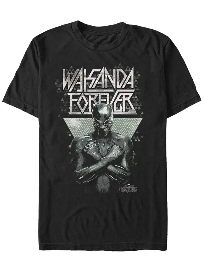 Футболка с коротким рукавом Marvel Men's Black Panther Geometric Panther Forever Fifth Sun — изображение 1 из 1, черный