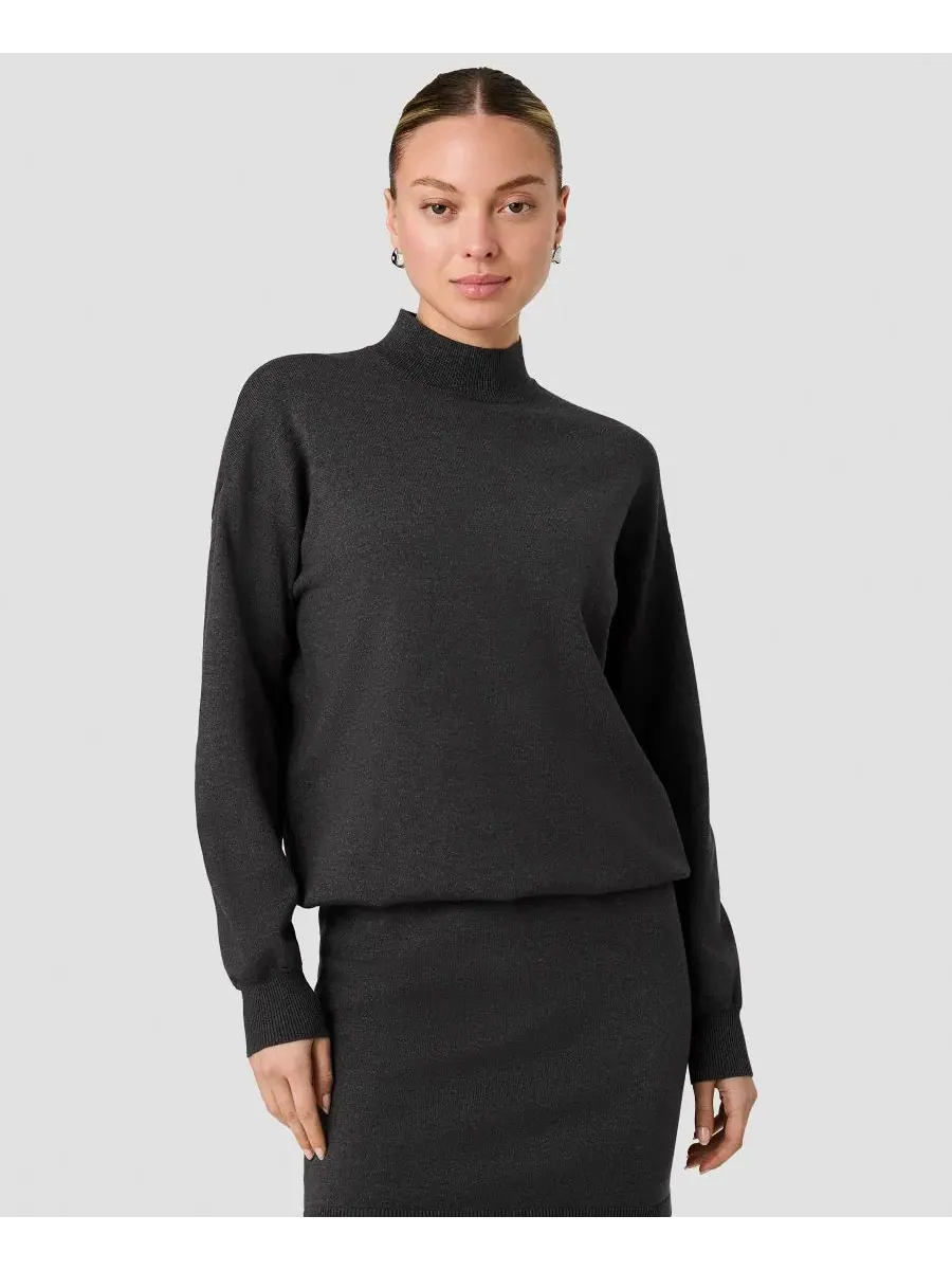 Платье мини с высоким воротом и длинным рукавом, Cosysoft Mock Neck Long-Sleeve Mini Dress French — изображение 4 из 6