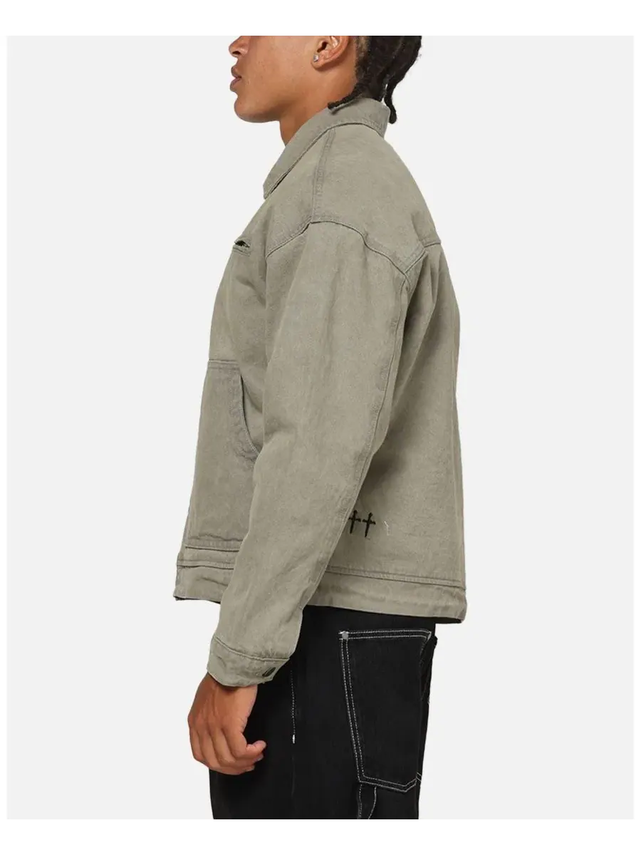 Куртка джинсовая с винтажной стиркой Halo Zip Jacket SAINT MORTA — изображение 5 из 6