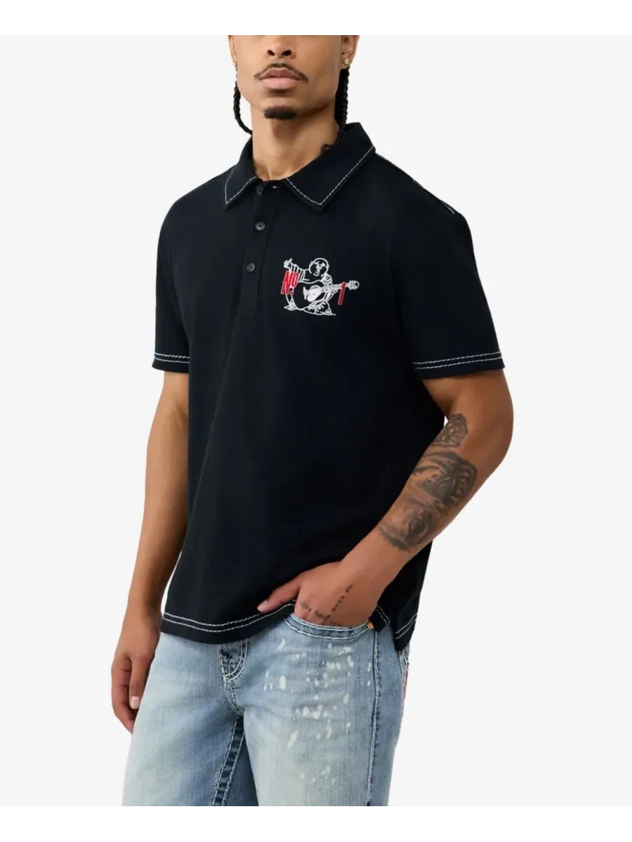 Поло с принтом Buddha Logo True Religion — изображение 3 из 3, черный