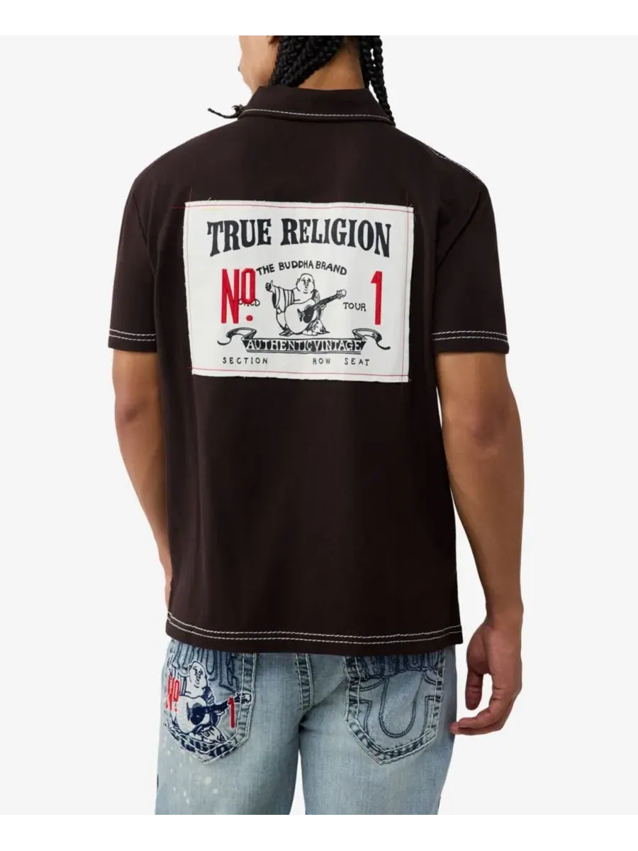 Поло с принтом Buddha, хлопковое True Religion, Ground Coffee