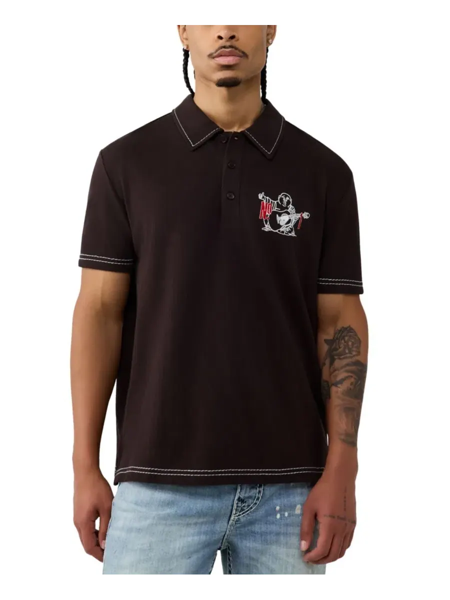 Поло с принтом Buddha, хлопковое True Religion, Ground Coffee — изображение 2 из 3