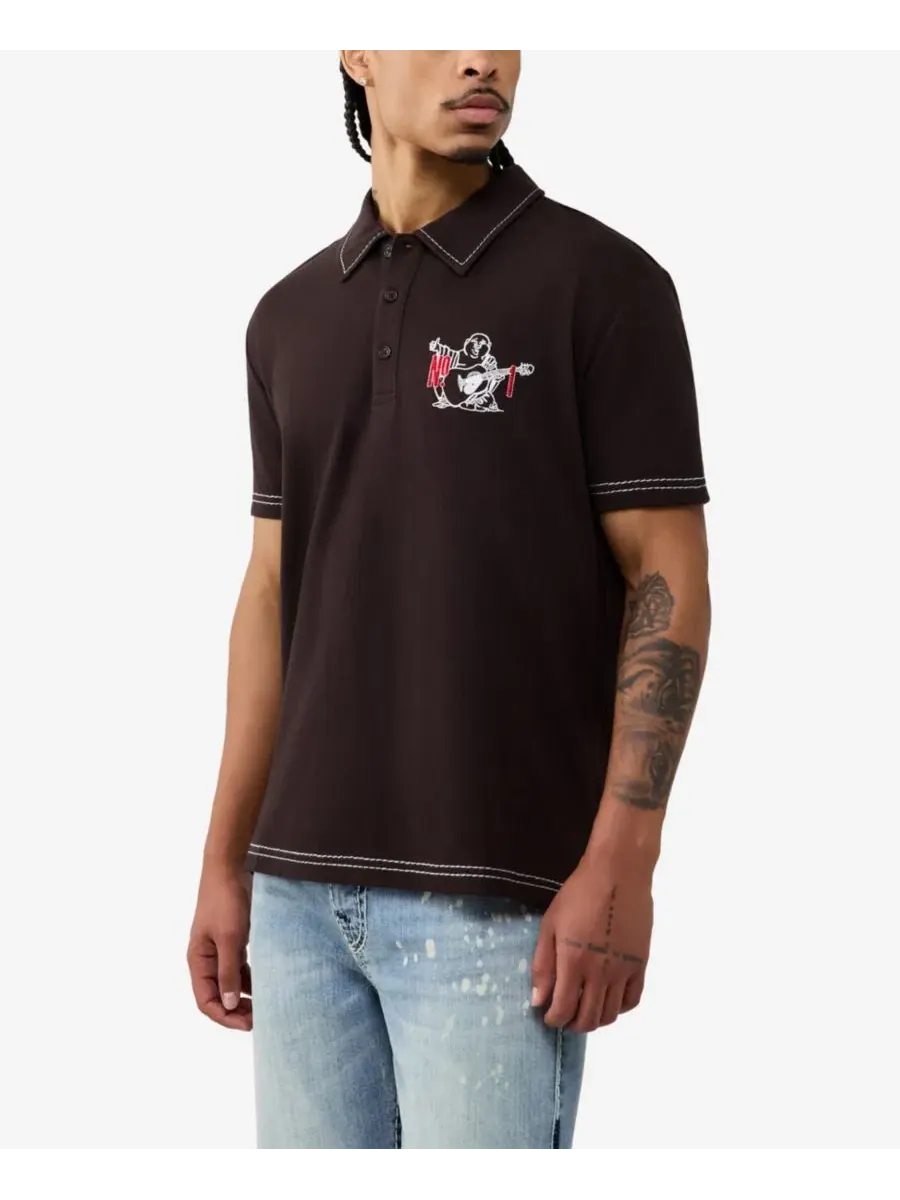 Поло с принтом Buddha, хлопковое True Religion, Ground Coffee — изображение 3 из 3