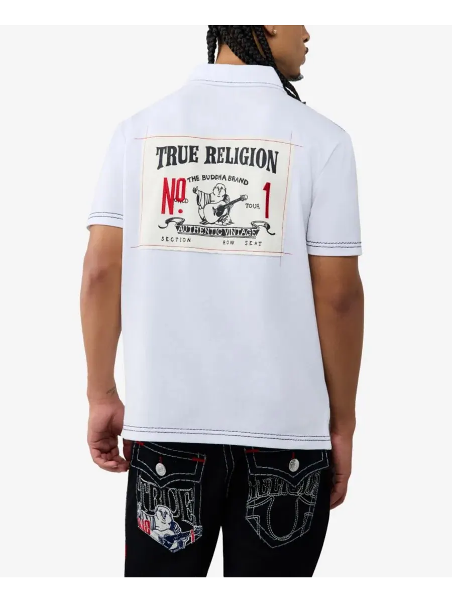 Футболка-поло с принтом Buddha Logo True Religion — изображение 1 из 3, белый