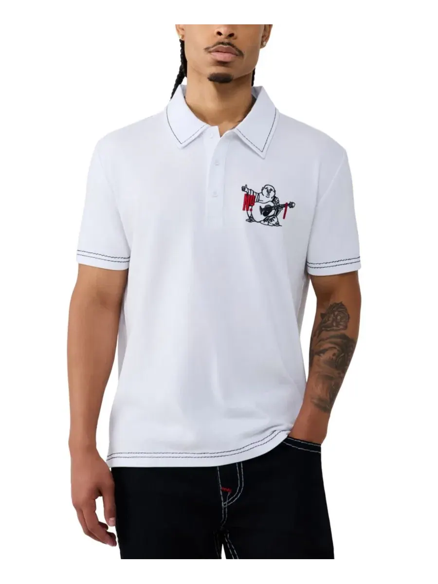 Футболка-поло с принтом Buddha Logo True Religion — изображение 2 из 3, белый
