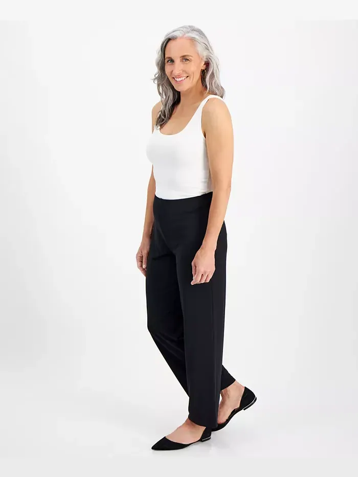 Брюки-кюлоты на резинке Petites Knit Wide-Leg Pull-On Pants, размеры Petite и Petite Short JM — изображение 3 из 7