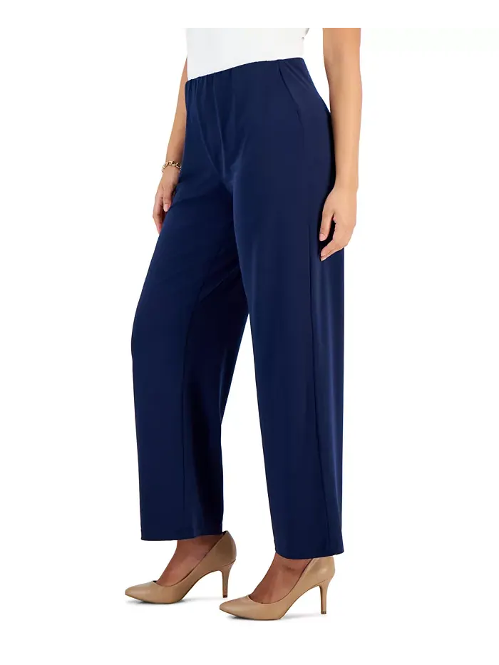 Брюки-кюлоты на резинке Petites Knit Wide-Leg Pull-On Pants, размеры Petite и Petite Short JM — изображение 3 из 7, синий