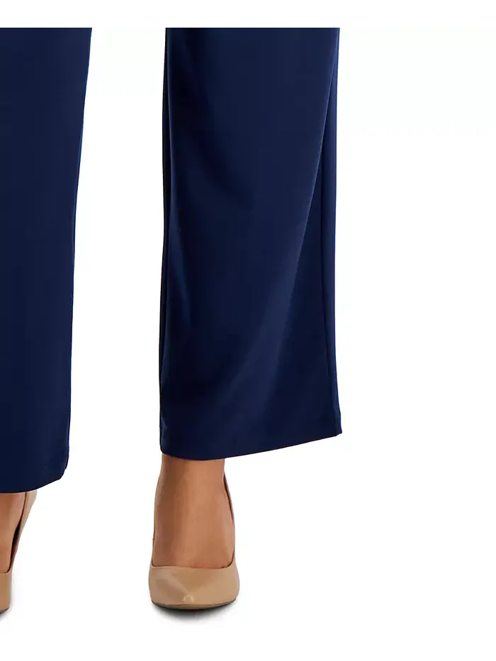 Брюки-кюлоты на резинке Petites Knit Wide-Leg Pull-On Pants, размеры Petite и Petite Short JM — изображение 5 из 7, синий