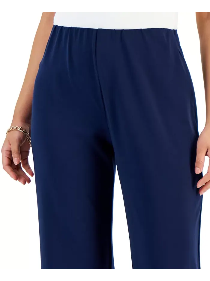 Брюки-кюлоты на резинке Petites Knit Wide-Leg Pull-On Pants, размеры Petite и Petite Short JM — изображение 7 из 7, синий
