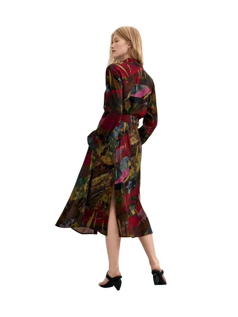 Платье-рубашка миди с поясом Desigual — изображение 5 из 6, зеленый