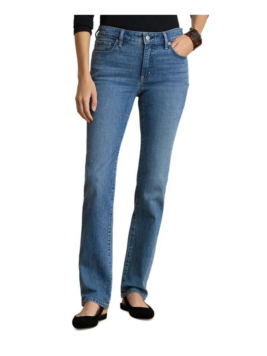 Джинсы прямого кроя с зауженным силуэтом Mid-Rise Slim Straight Lauren Ralph Lauren