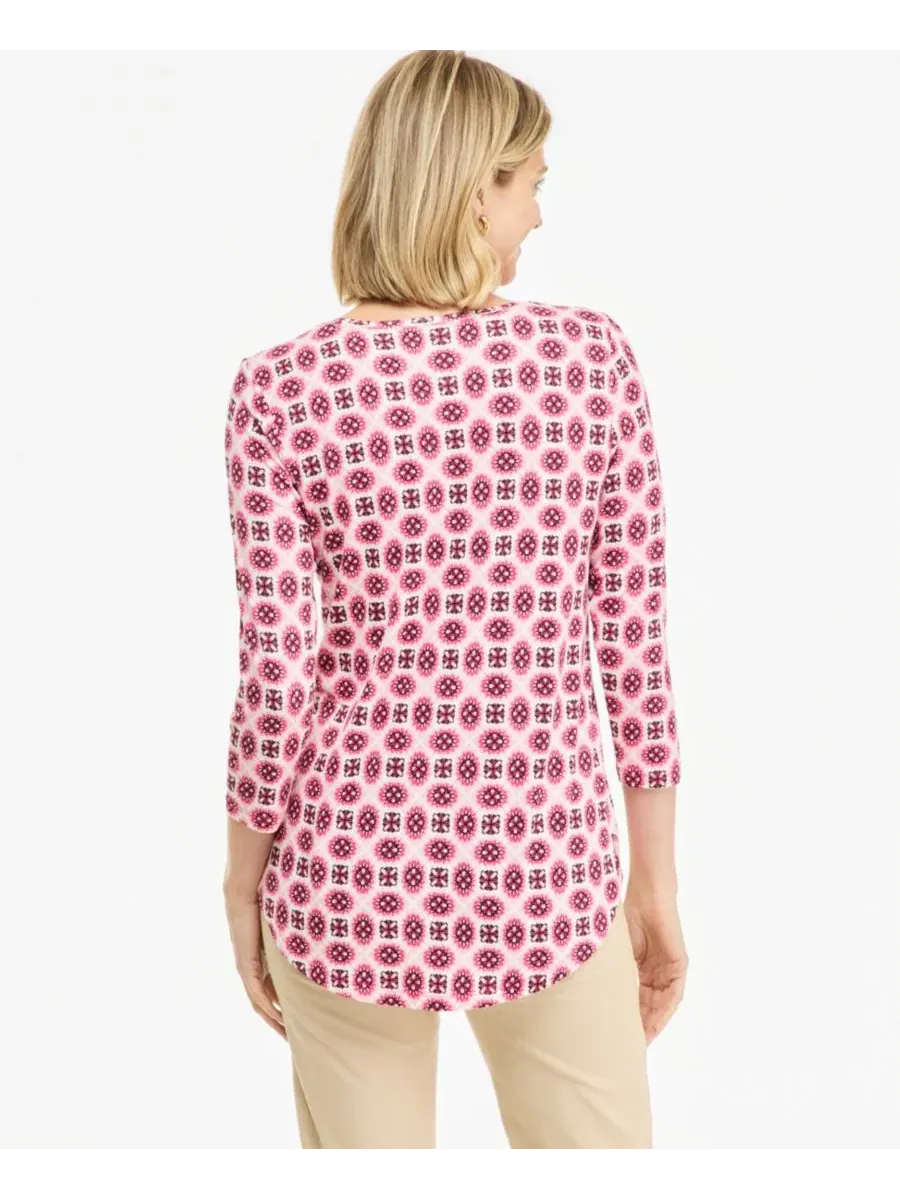Женский топ с принтом, с вырезом-лодочкой и рукавом 3/4 JM Collection, Sweet Cherry — изображение 4 из 4