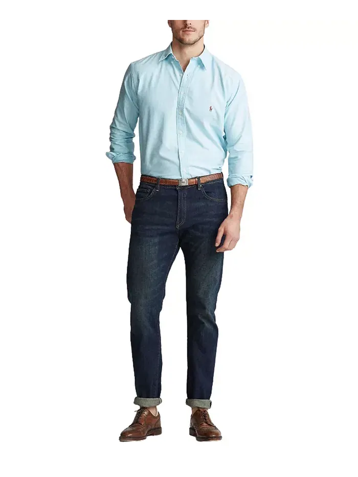 Мужская классическая оксфордская рубашка с длинным рукавом Big & Tall Polo Ralph Lauren — изображение 6 из 7, синий