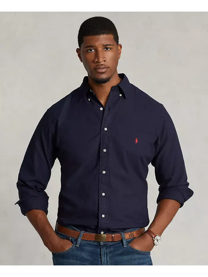 Мужская классическая оксфордская рубашка с длинным рукавом Big & Tall Polo Ralph Lauren — изображение 1 из 7, темно-синий