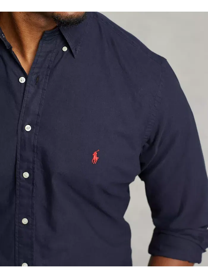 Мужская классическая оксфордская рубашка с длинным рукавом Big & Tall Polo Ralph Lauren — изображение 3 из 7, темно-синий