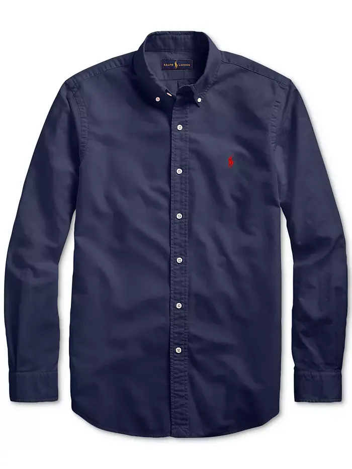 Мужская классическая оксфордская рубашка с длинным рукавом Big & Tall Polo Ralph Lauren — изображение 5 из 7, темно-синий