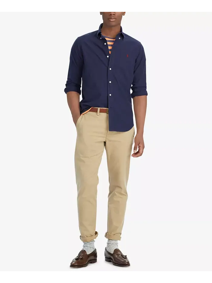 Мужская классическая оксфордская рубашка с длинным рукавом Big & Tall Polo Ralph Lauren — изображение 6 из 7, темно-синий
