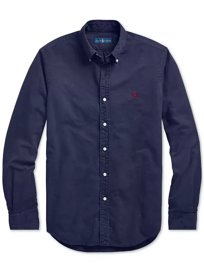 Мужская классическая оксфордская рубашка с длинным рукавом Big & Tall Polo Ralph Lauren — изображение 7 из 7, темно-синий