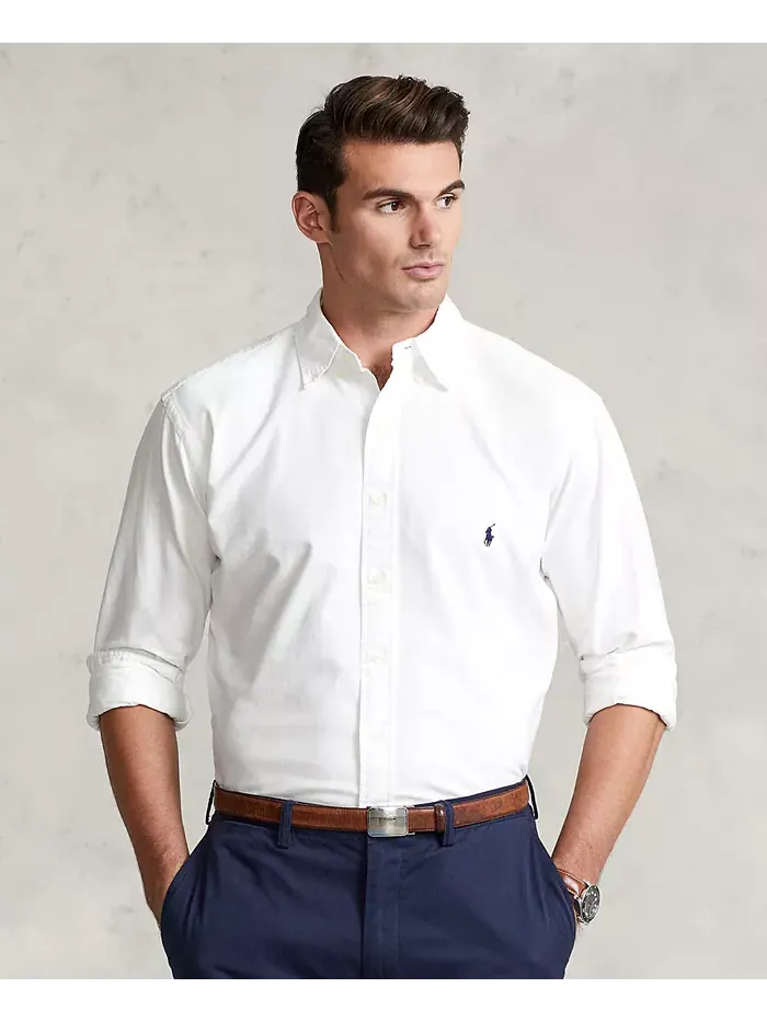 Мужская классическая оксфордская рубашка с длинным рукавом Big & Tall Polo Ralph Lauren — изображение 1 из 6, белый