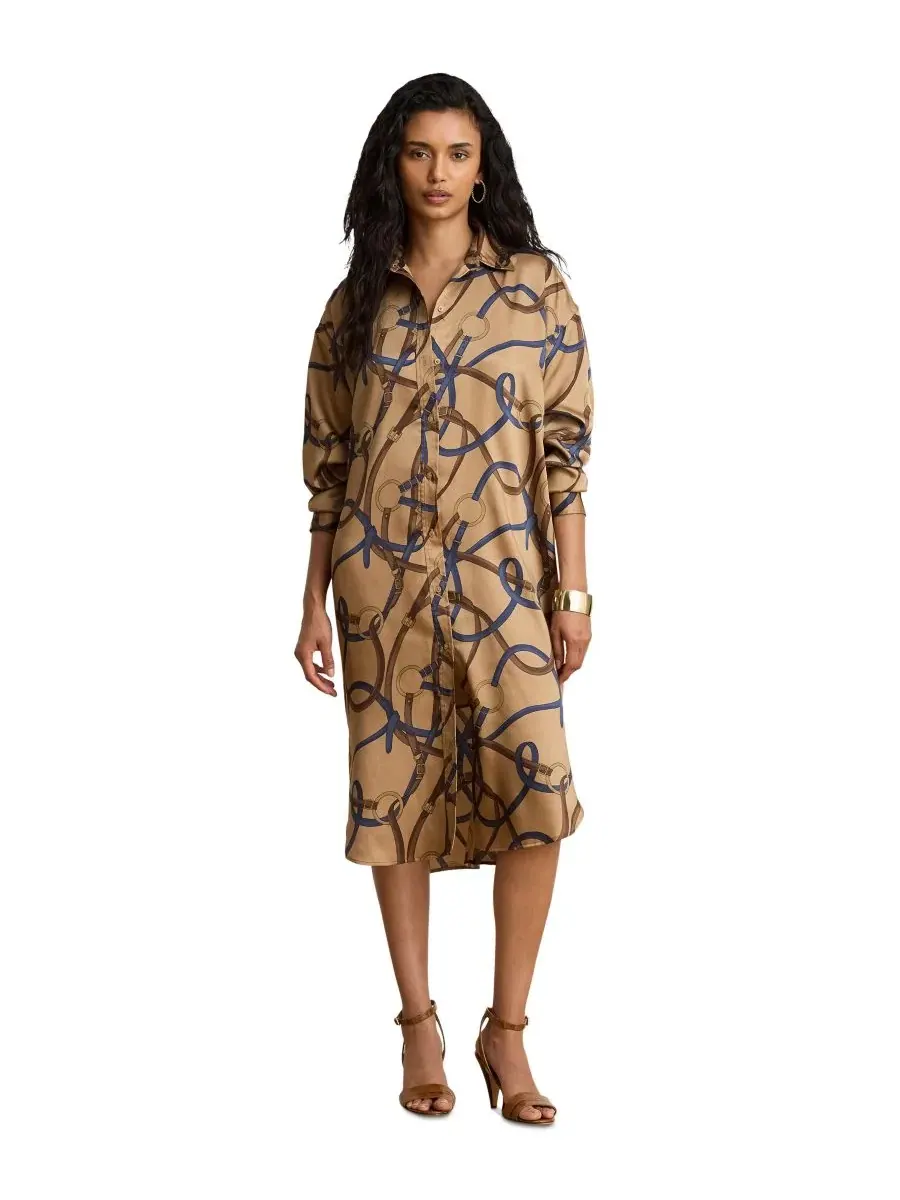 Платье миди с принтом и воротником Belting Print Collared Lauren Ralph Lauren — изображение 1 из 6, мульти