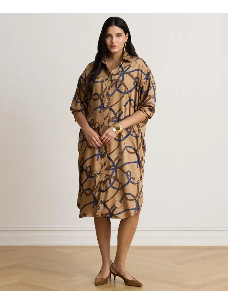 Платье миди с принтом и воротником Belting Print Collared Lauren Ralph Lauren — изображение 2 из 6, мульти