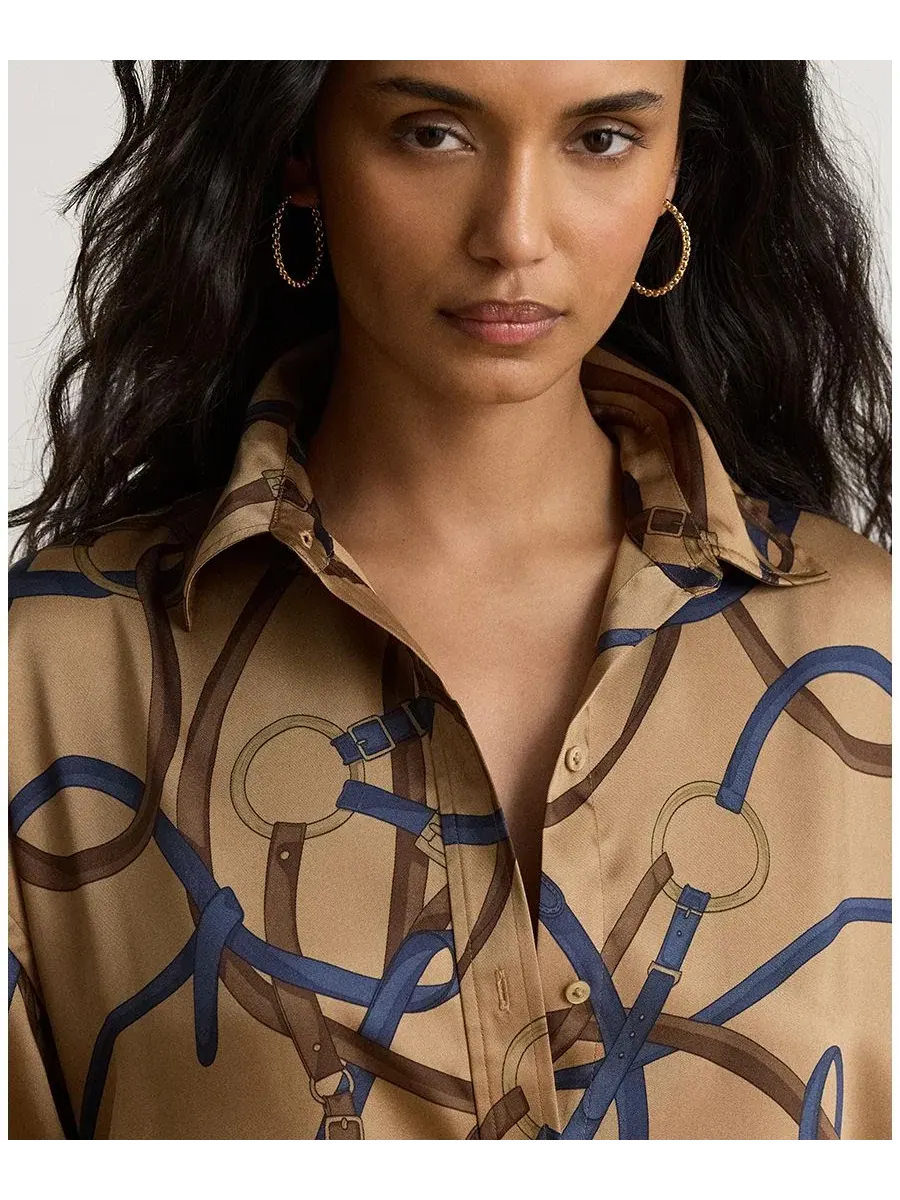 Платье миди с принтом и воротником Belting Print Collared Lauren Ralph Lauren — изображение 4 из 6, мульти
