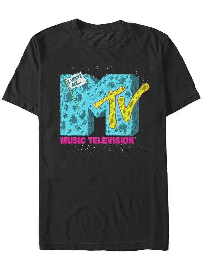 Футболка с коротким рукавом и логотипом MTV Galaxy Moon для мужчин Fifth Sun — изображение 1 из 1, черный