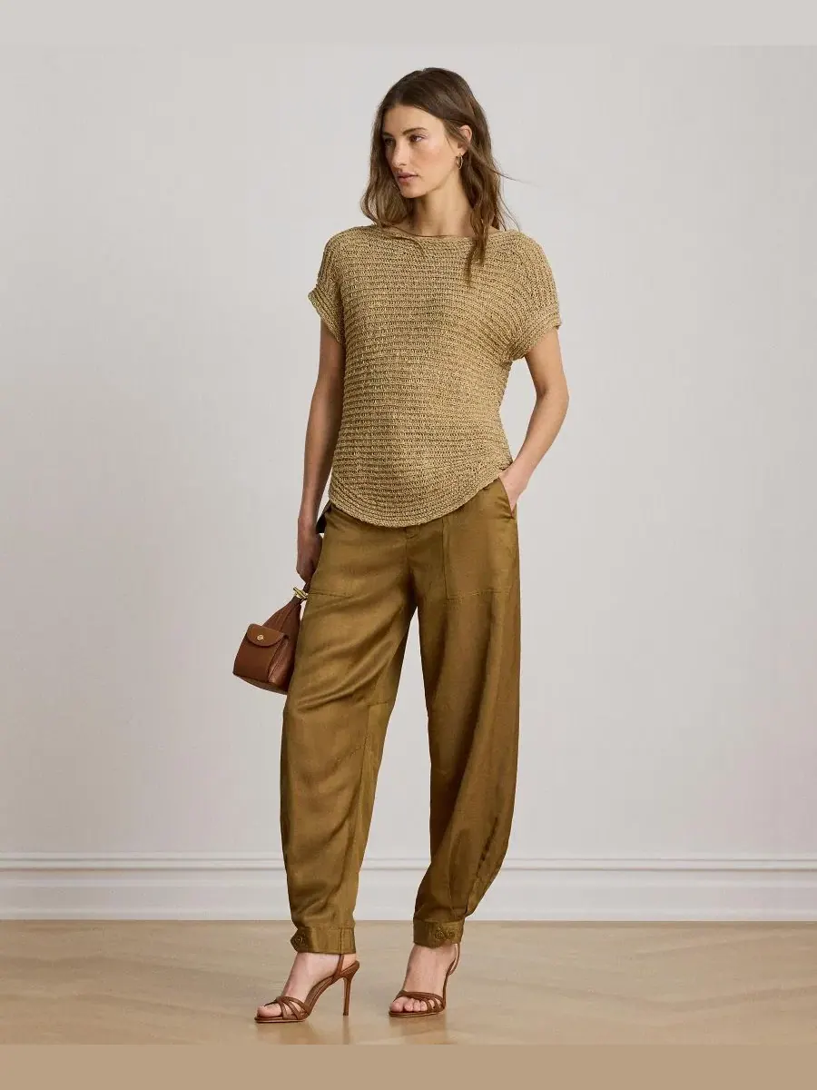 Свитер с лодочкой и спущенным плечом Lauren Ralph Lauren — изображение 2 из 6, бежевый
