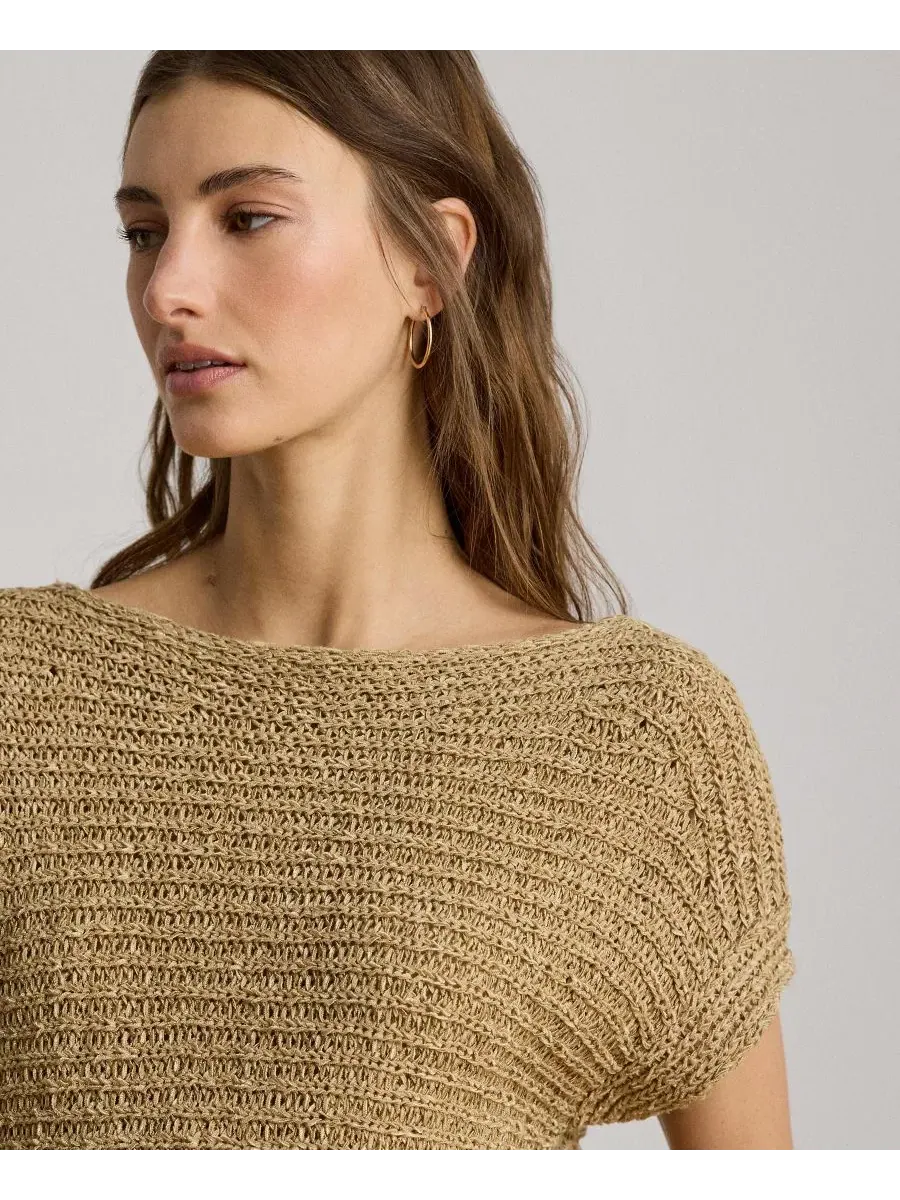 Свитер с лодочкой и спущенным плечом Lauren Ralph Lauren — изображение 4 из 6, бежевый
