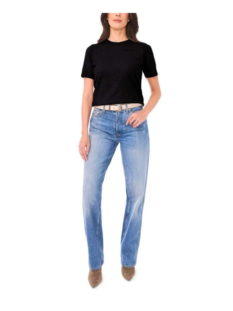 Женский свитер с коротким рукавом и контрастной горловиной, модель Contrast-Neck Short-Sleeve — изображение 2 из 5