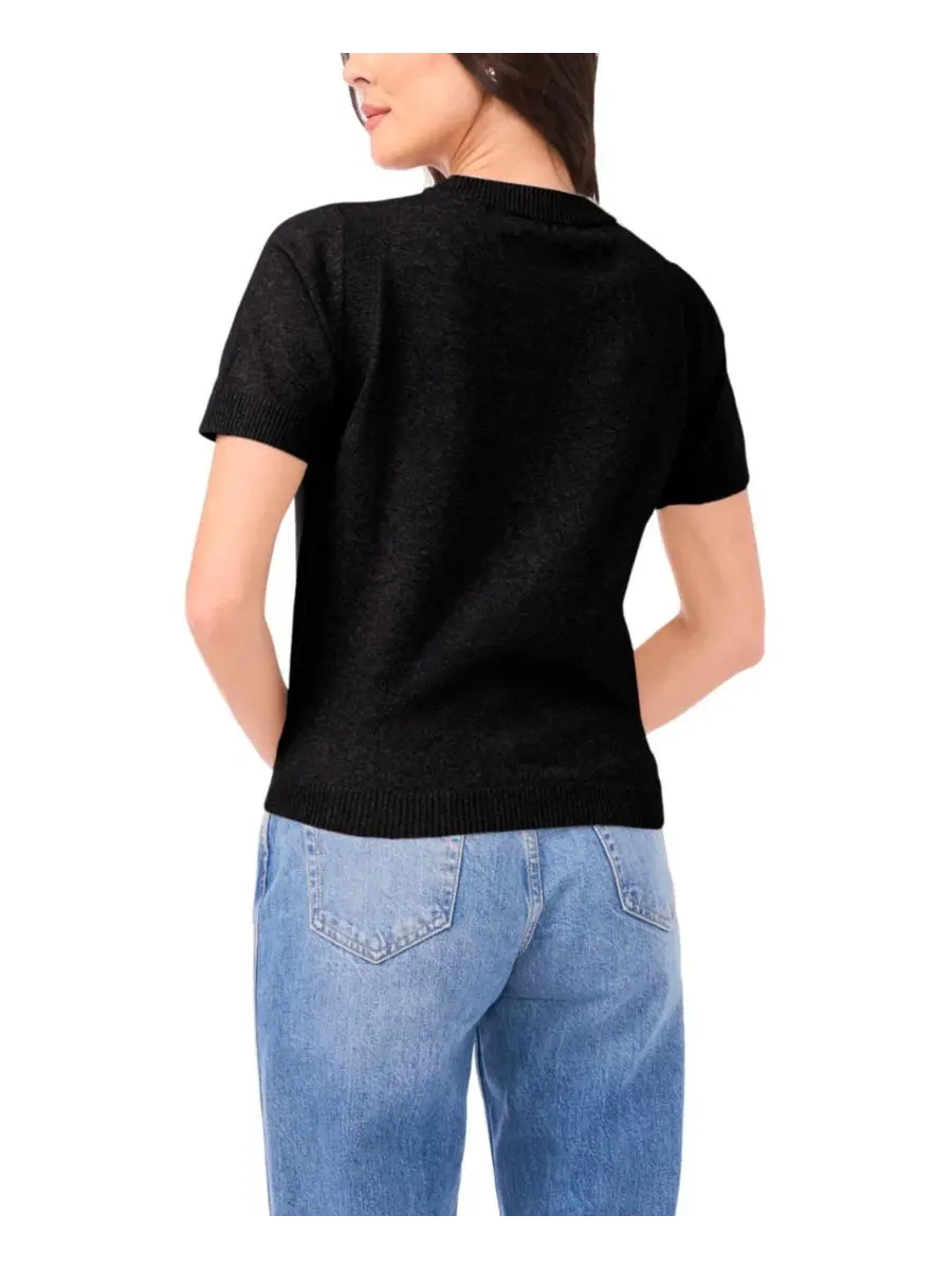 Женский свитер с коротким рукавом и контрастной горловиной, модель Contrast-Neck Short-Sleeve — изображение 4 из 5