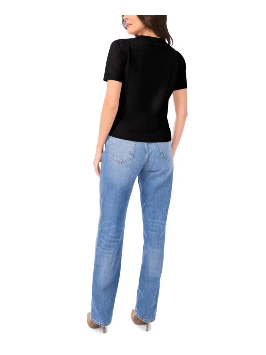 Женский свитер с коротким рукавом и контрастной горловиной, модель Contrast-Neck Short-Sleeve — изображение 5 из 5