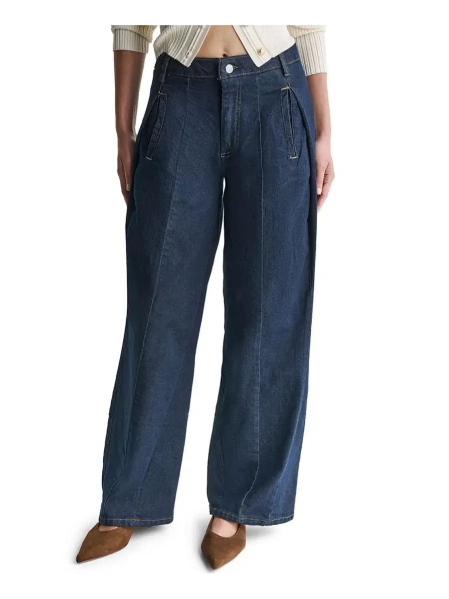 Джинсы женские свободного кроя с широкой штаниной Seamed Jeans BCBG — изображение 1 из 6, темно-синий