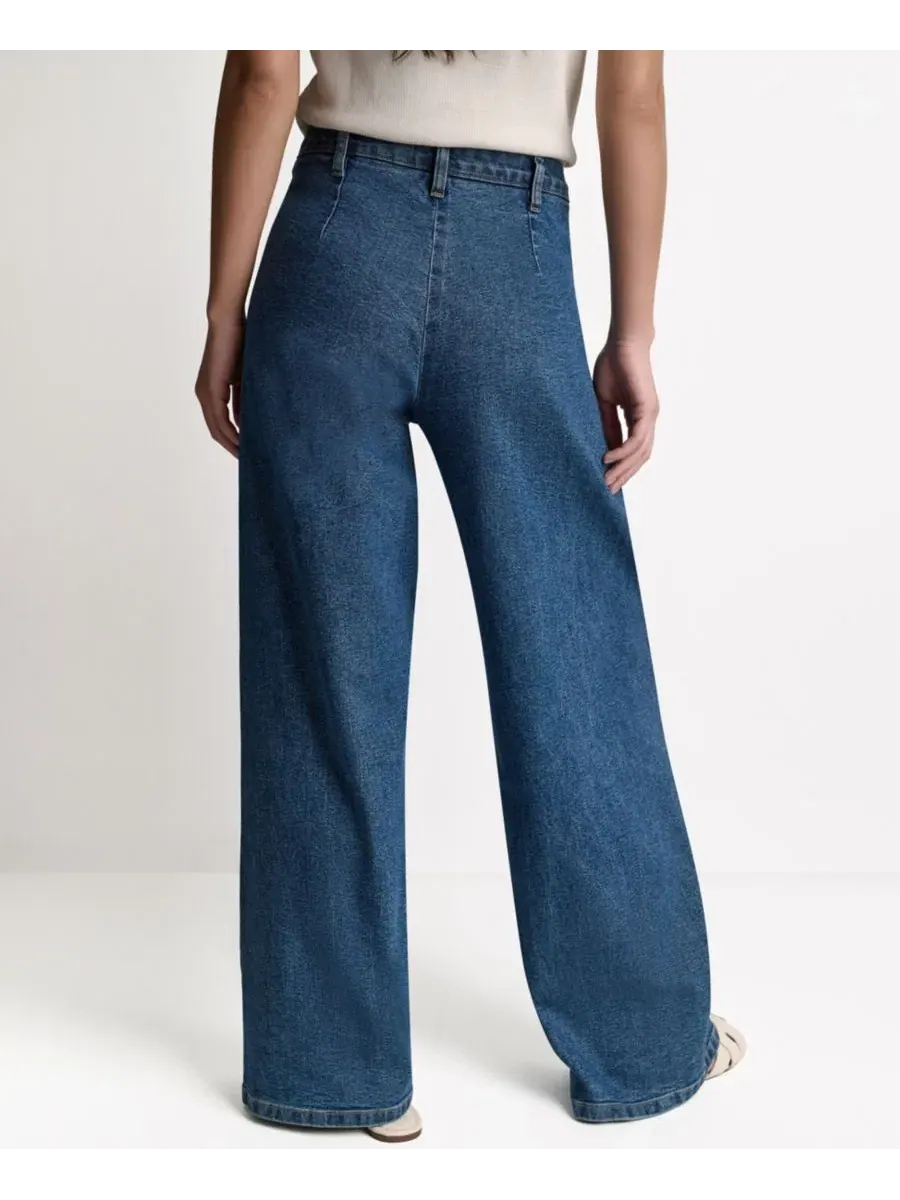 Джинсы свободного кроя с широкой штаниной Seamed Jeans BCBG — изображение 4 из 9, синий