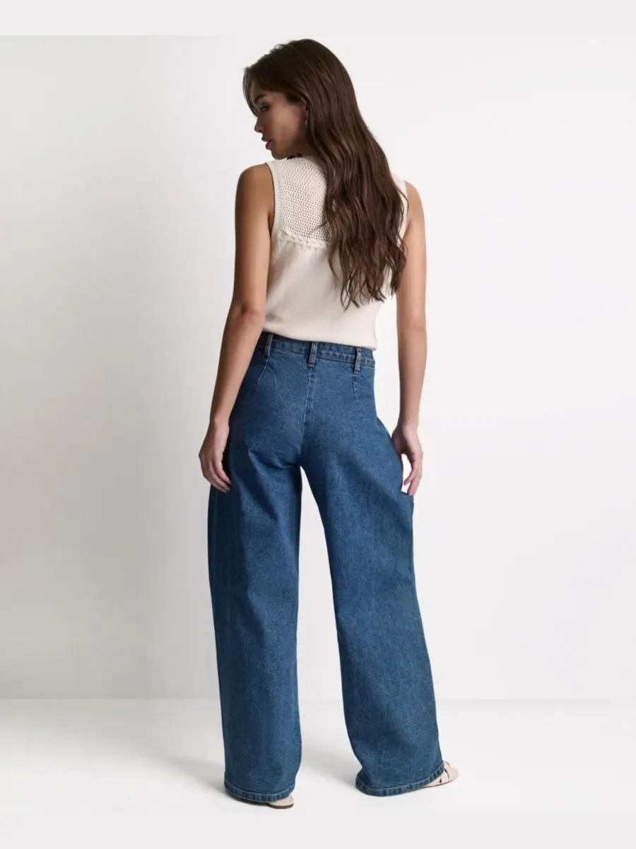 Джинсы свободного кроя с широкой штаниной Seamed Jeans BCBG — изображение 5 из 9, синий