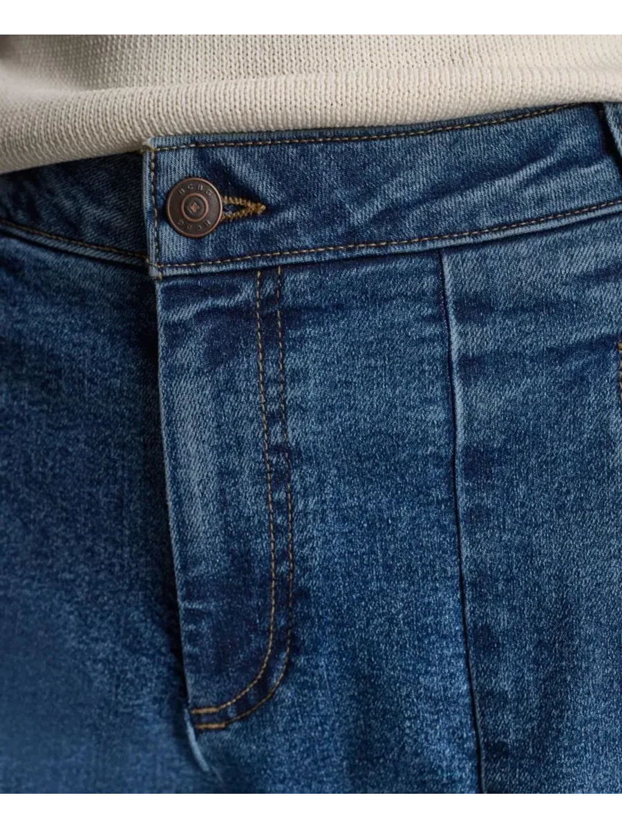 Джинсы свободного кроя с широкой штаниной Seamed Jeans BCBG — изображение 6 из 9, синий