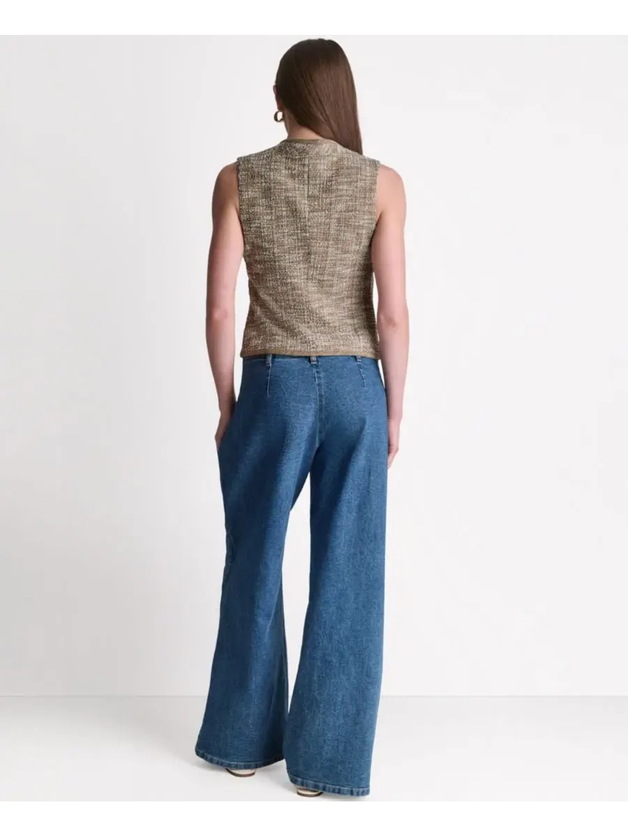 Джинсы свободного кроя с широкой штаниной Seamed Jeans BCBG — изображение 8 из 9, синий