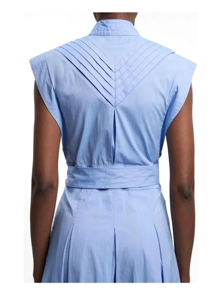 Платье миди с поясом Cotton Tie Waist Karen Millen — изображение 2 из 4, синий