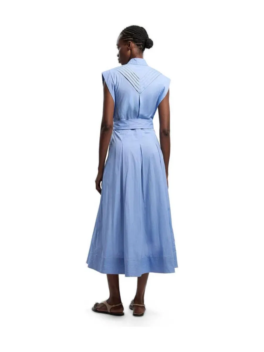 Платье миди с поясом Cotton Tie Waist Karen Millen — изображение 3 из 4, синий