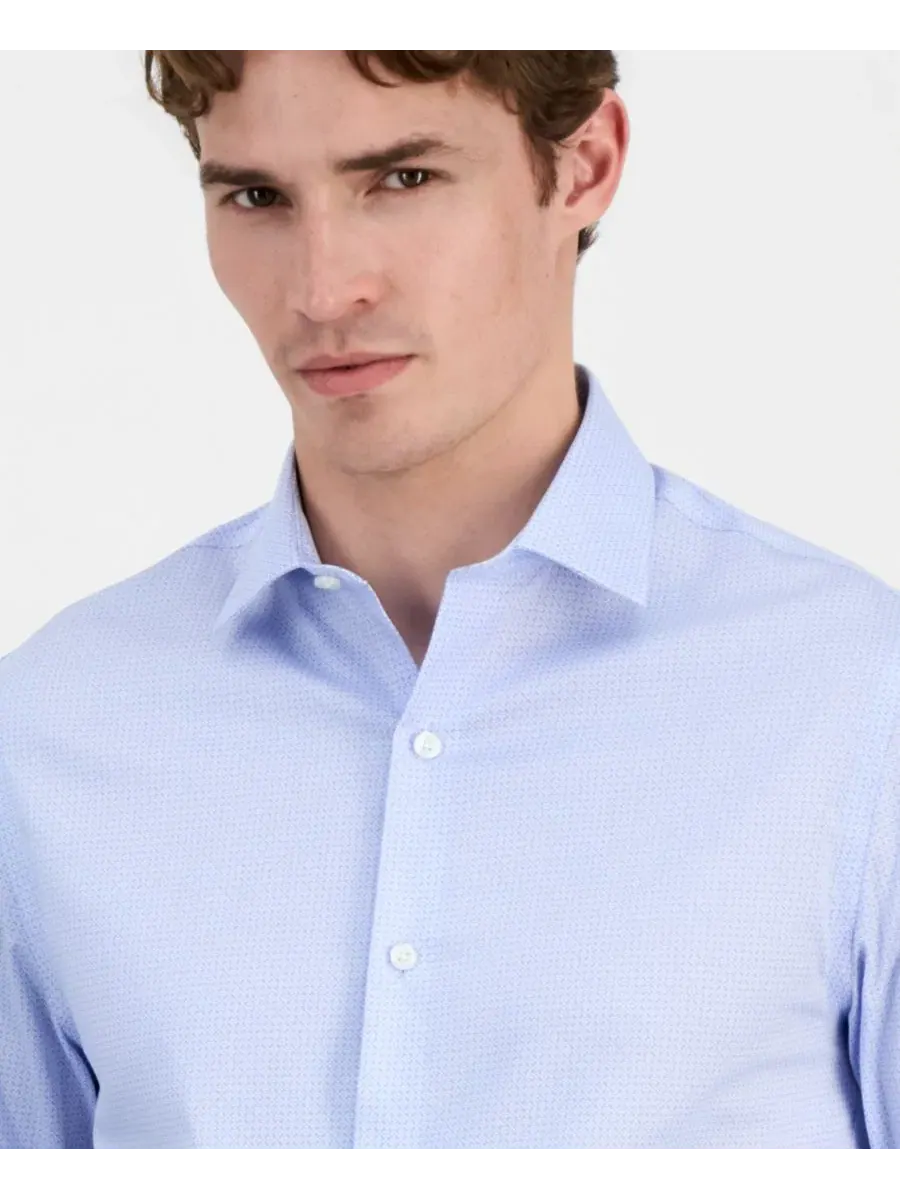 Рубашка с геометрическим принтом Slim Fit Tommy Hilfiger — изображение 3 из 8, синий