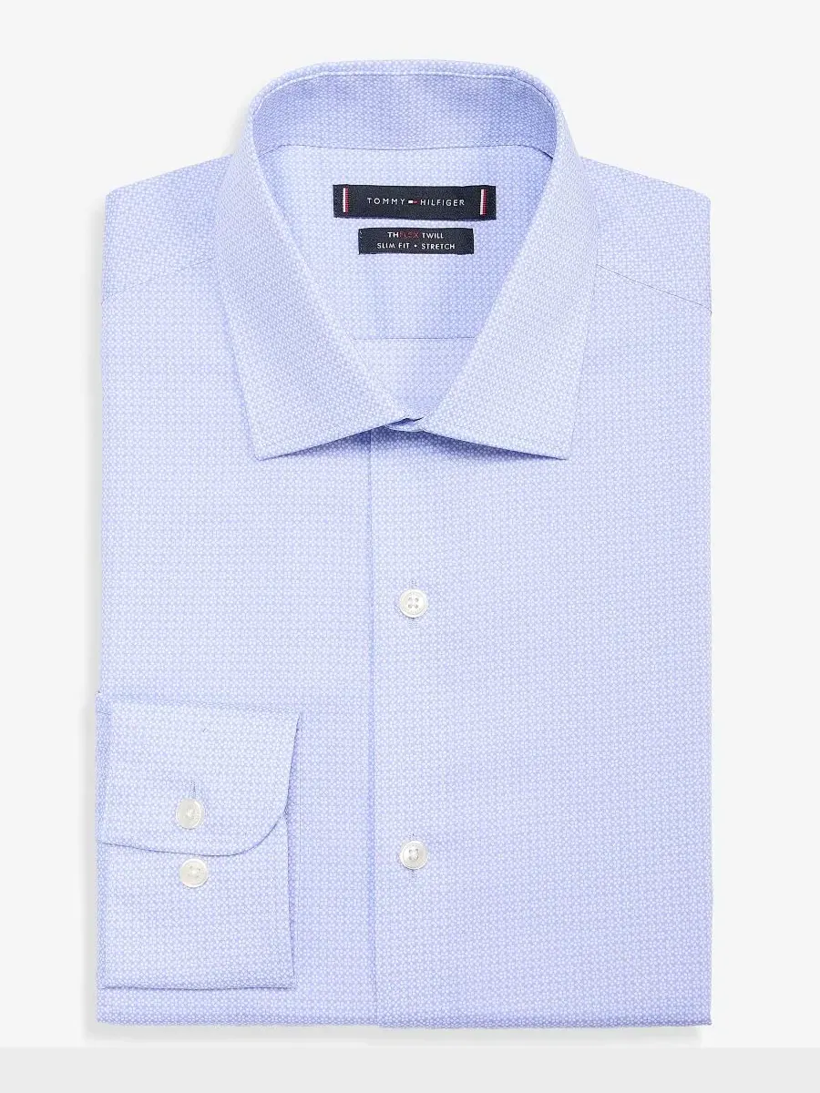 Рубашка с геометрическим принтом Slim Fit Tommy Hilfiger — изображение 7 из 8, синий