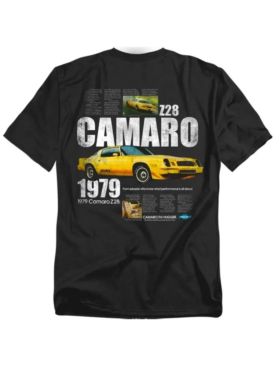 Футболка с принтом Chevrolet Camaro Z28 Back Corvette — изображение 3 из 3, черный