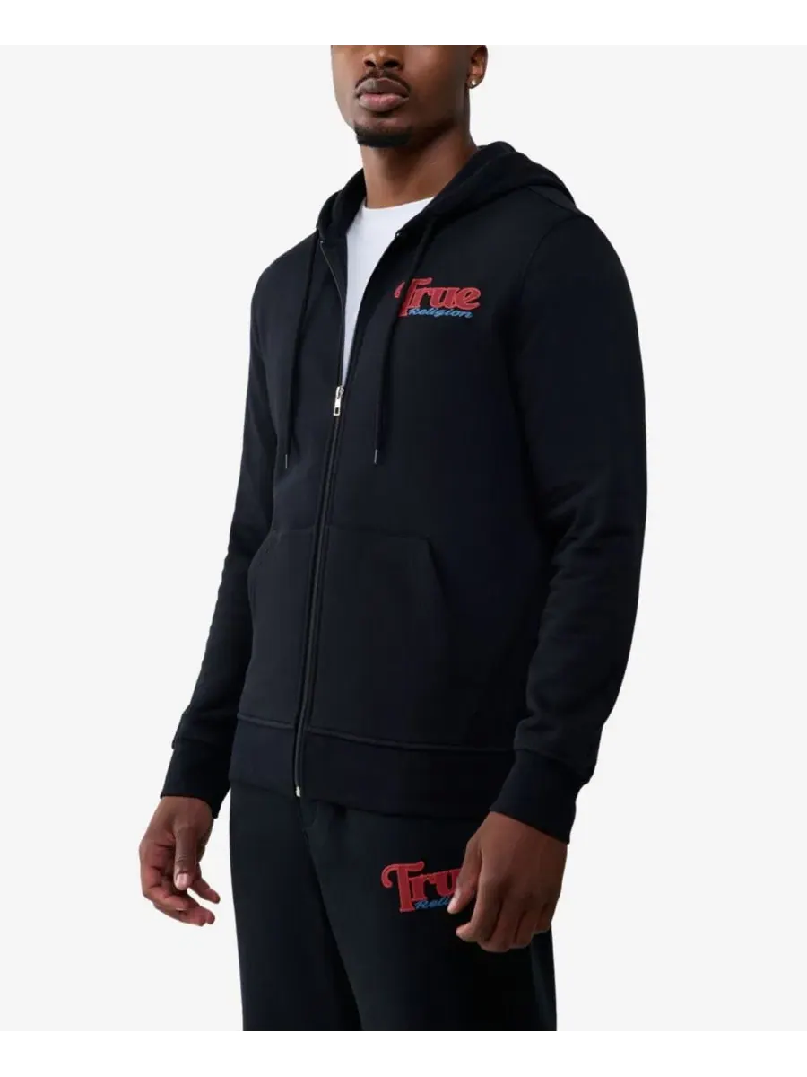Худи на молнии с логотипом True Religion — изображение 3 из 3, черный
