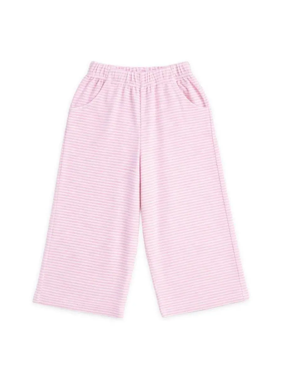 Штаны из махровой ткани с широкими штанинами, модель Stripe Terry Wide Leg Pant Florence Eiseman — изображение 1 из 3