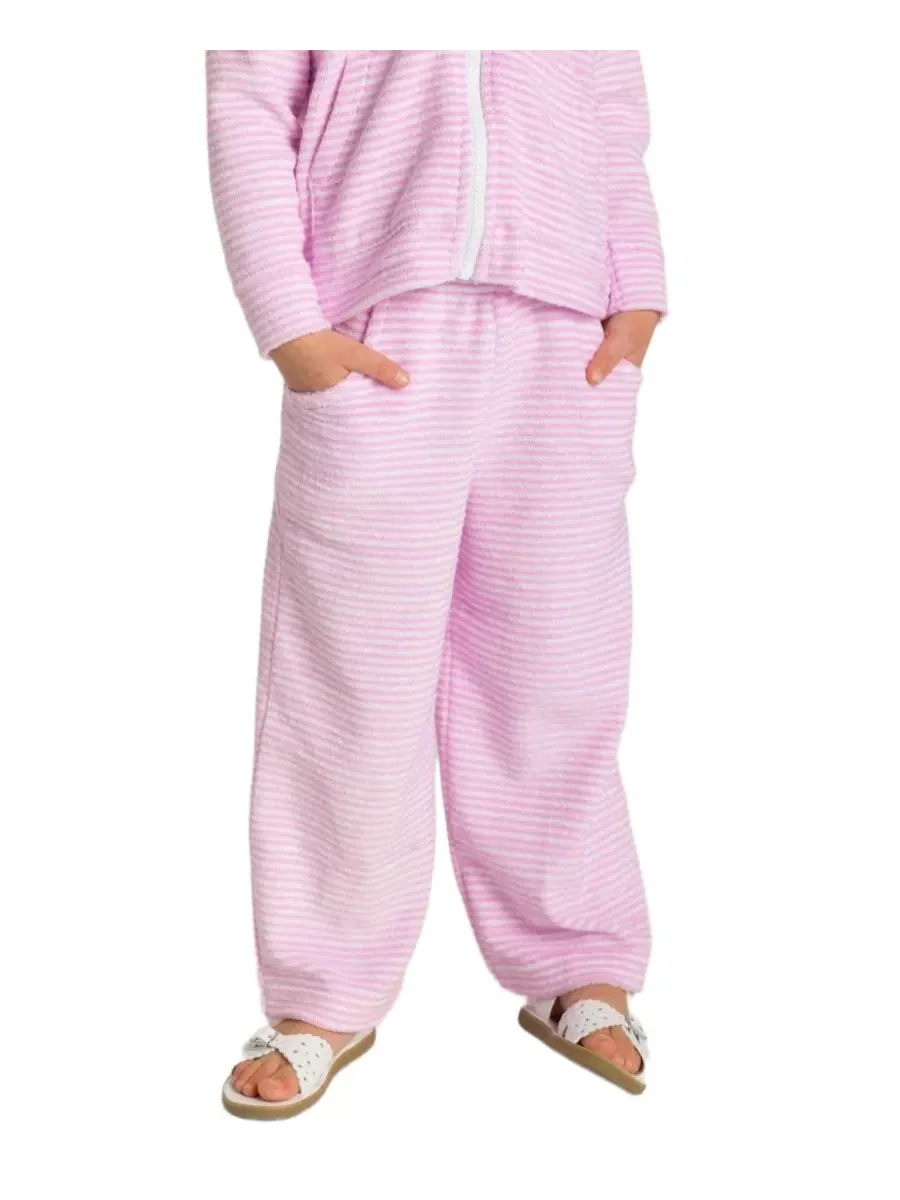Штаны из махровой ткани с широкими штанинами, модель Stripe Terry Wide Leg Pant Florence Eiseman — изображение 2 из 3